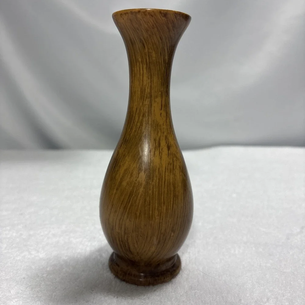 Vintage Faux Wood Resin Sailboat Vase Nautical Relief Model 353